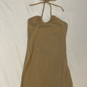 Tan Halter Top Mini Dress